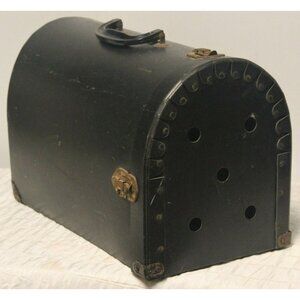 Vtg 1930s Black Cat/Small Animal Carrier Gothic Dr Bag-look Mailbox Shape/Door